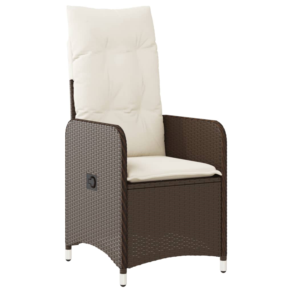 Gartensessel Verstellbar mit Kissen Schwarz Poly Rattan