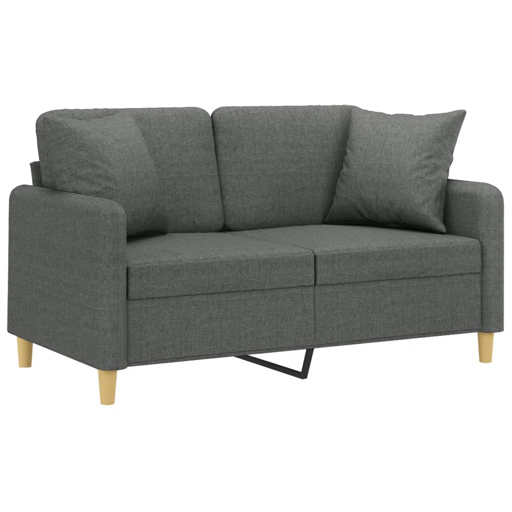 2-Sitzer-Sofa mit Zierkissen Braun 120 cm Stoff