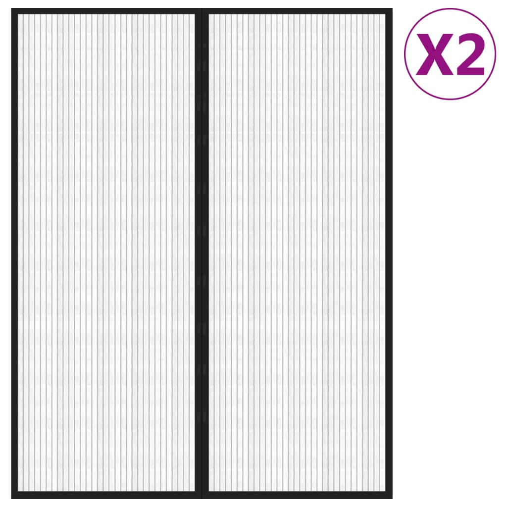Fliegengitter-Türvorhänge 2 Stk. Magnet Schwarz 200x80 cm