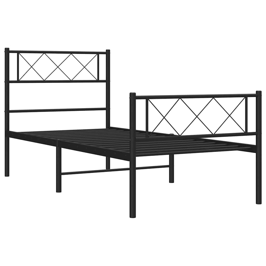 Bettgestell mit Kopfteil Metall Schwarz 100x190 cm