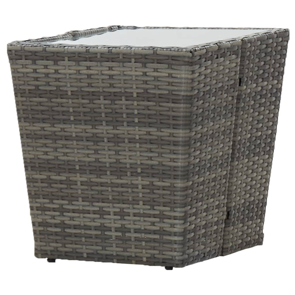 Beistelltisch Beige 41,5x41,5x44 cm Poly Rattan und Hartglas