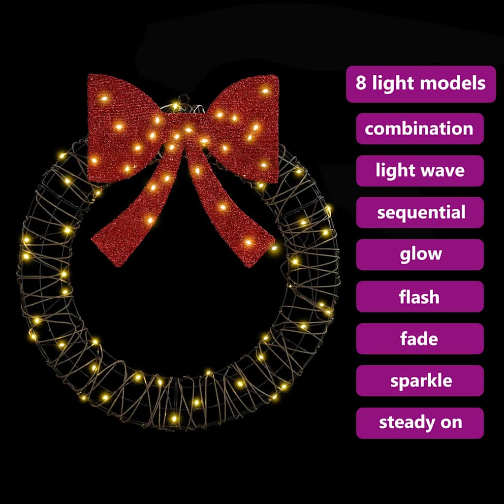 Kranz mit 60 LEDs Warmweiß 76 x 76 x 8 cm PET