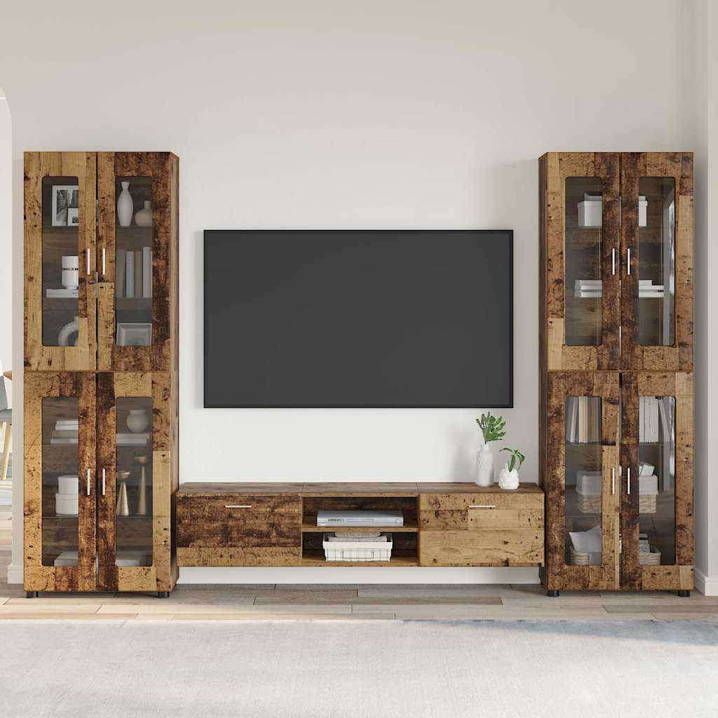 Highboard mit Regal FLORIN Weiß 60 x 35 x 182 cm Holzwerkstoff