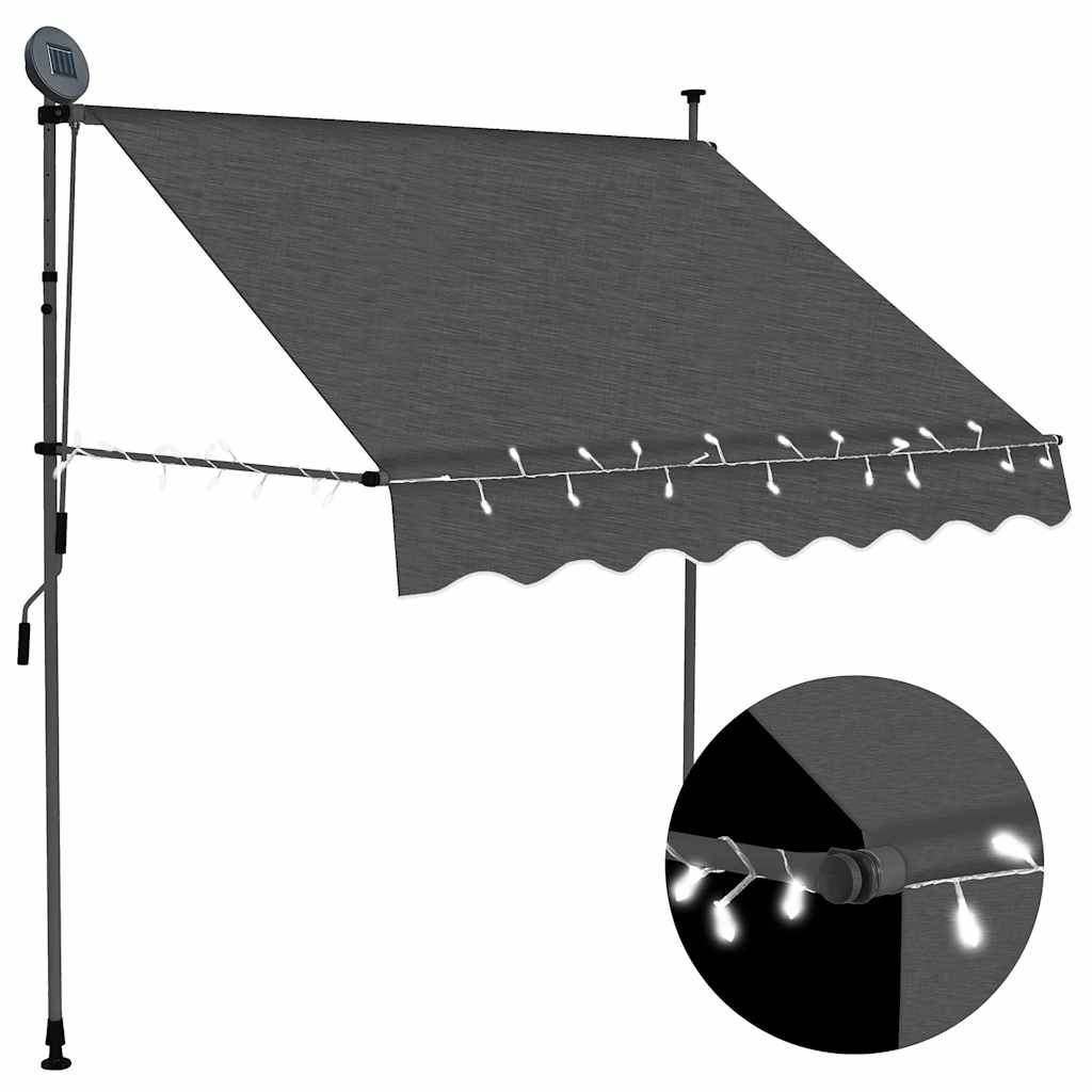 Einziehbare Markise Handbetrieben mit LED 100 cm Blau und Weiß