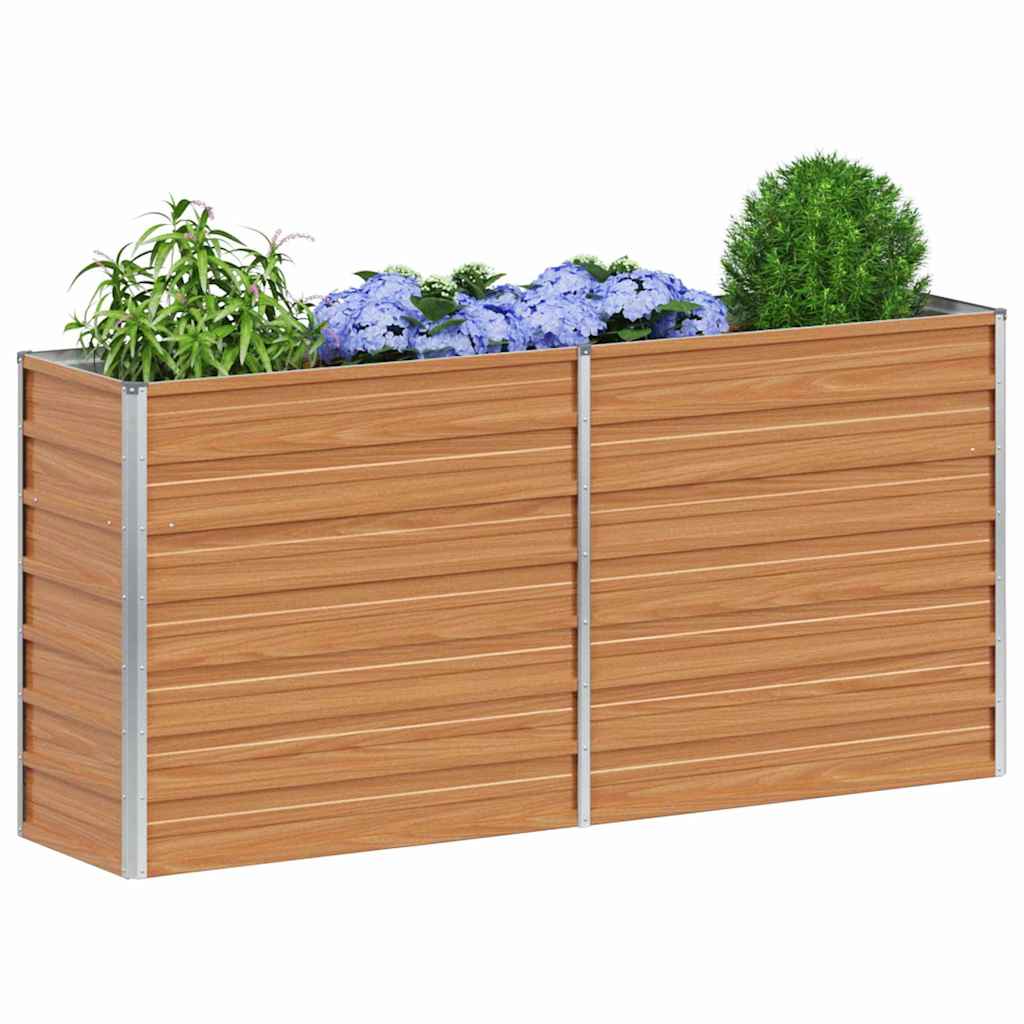 Hochbeet Hellbraun 100 x 100 x 77 cm Verzinkter Stahl