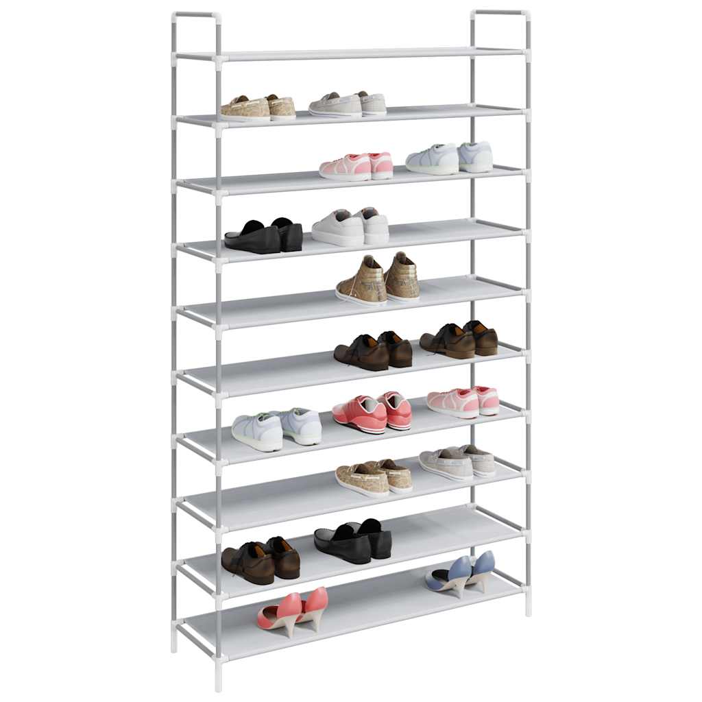Schuhregal mit 8 Ablagen Metall und Vliesstoff Schwarz