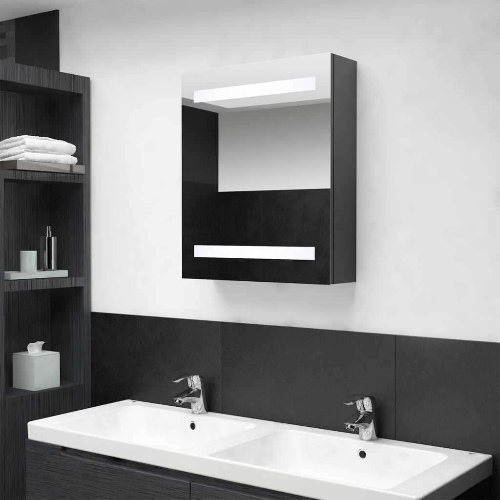 LED-Bad-Spiegelschrank Betongrau 50x14x60 cm