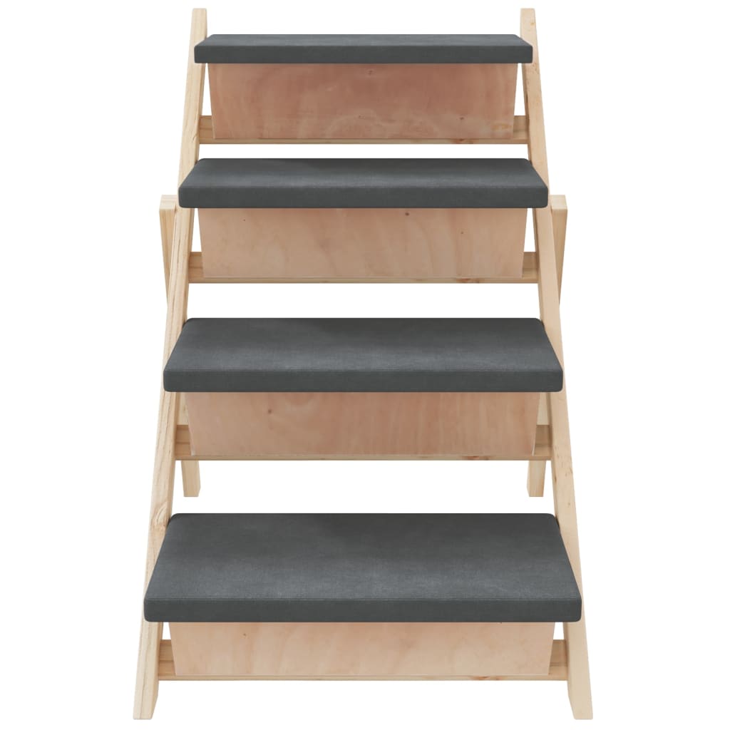 Hunderampe Grau 100x40 cm Massivholz Tanne
