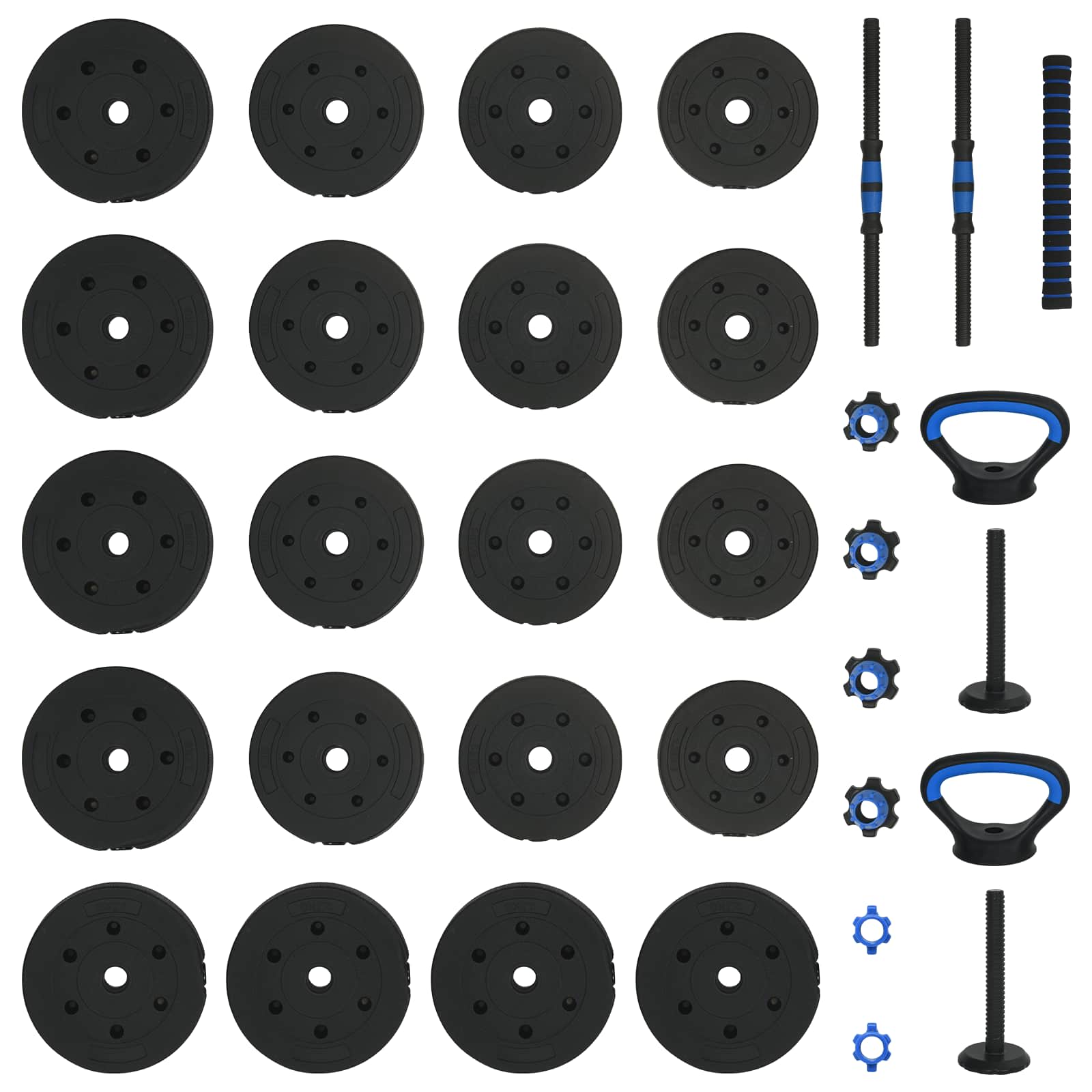 2-in-1 Hantelset 40kg Schwarz und Rot Zement und Eisensand