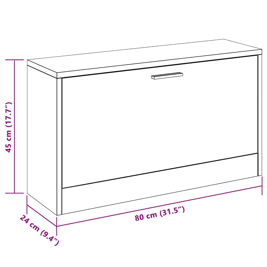 Schuhbank Eiche 80x24x45 cm