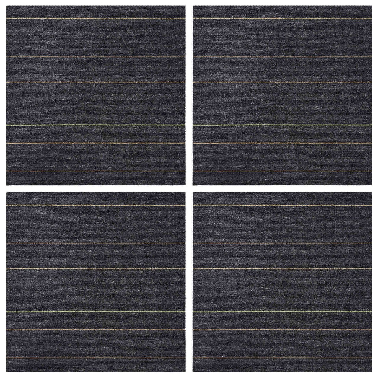 Teppichfliese Hellgrau mit Streifen 50 x 50 cm 4 pcs