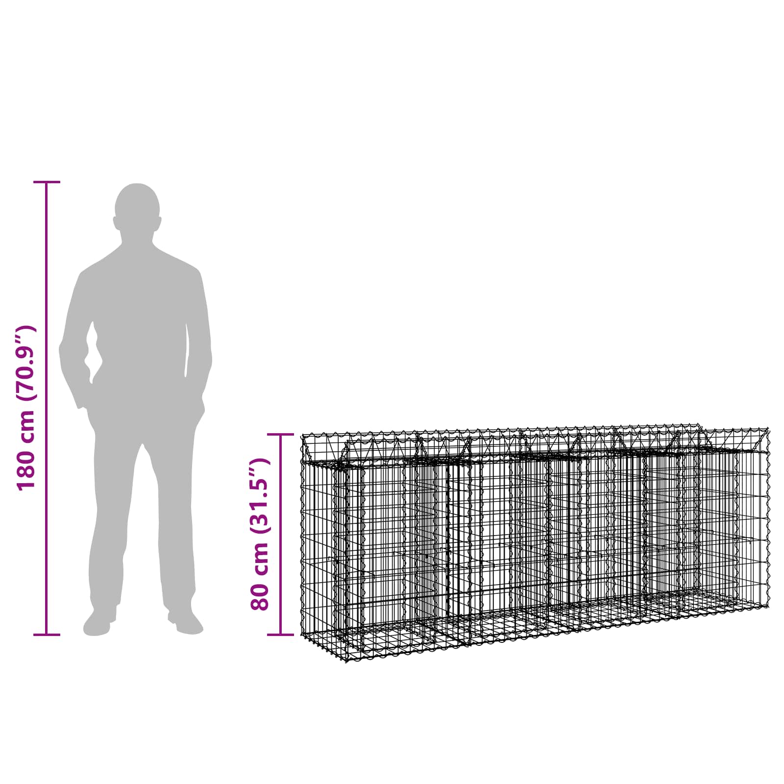 Gabionen-Hochbeet 2 pcs Silber