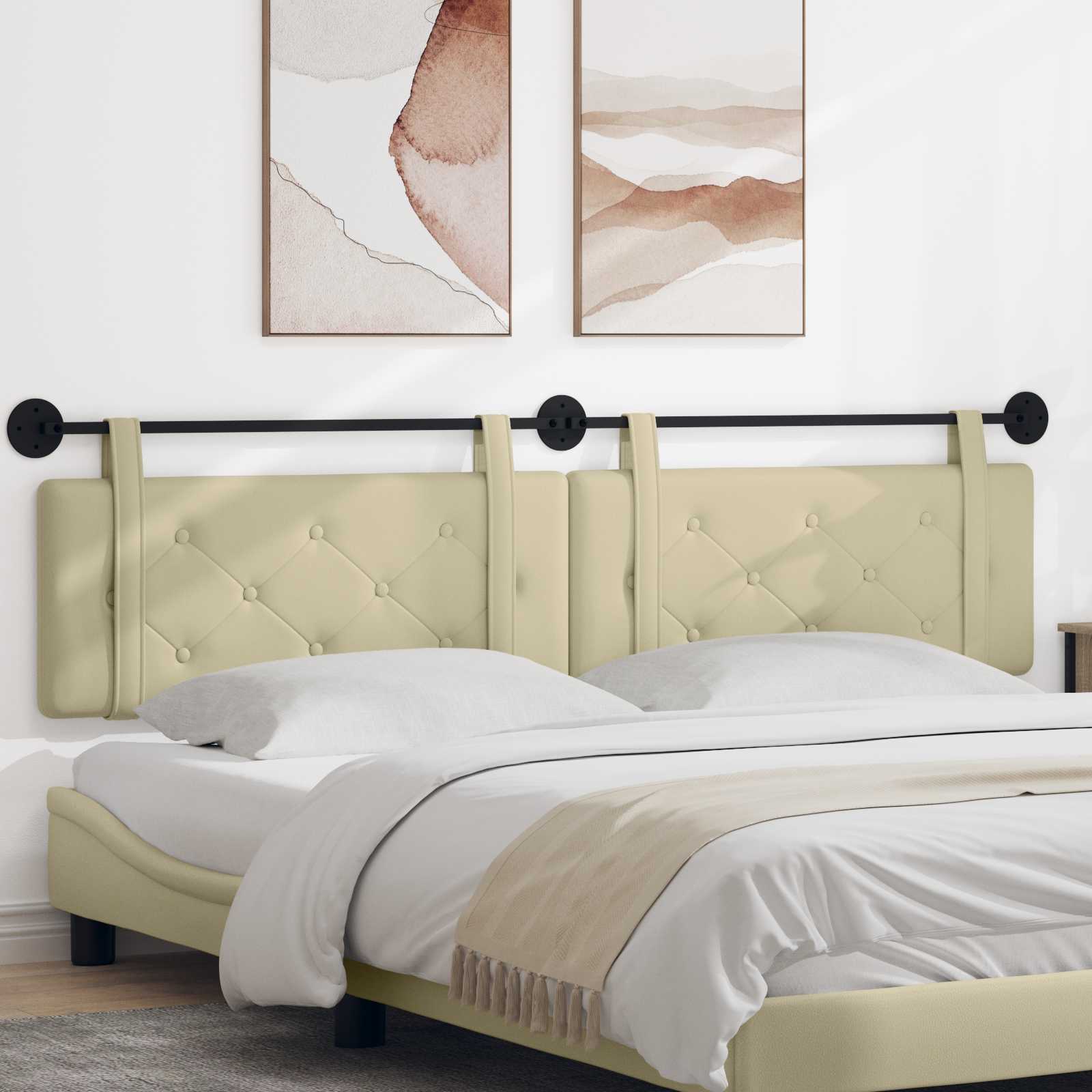 Hängendes Kopfteil Mit LED Licht Creme Kunstleder