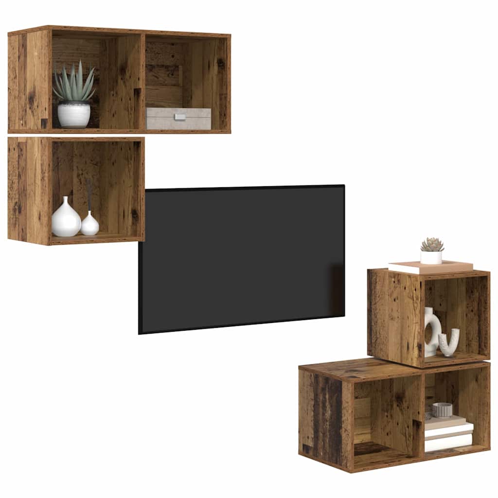 4-tlg. TV-Schrank-Set Weiß Holzwerkstoff