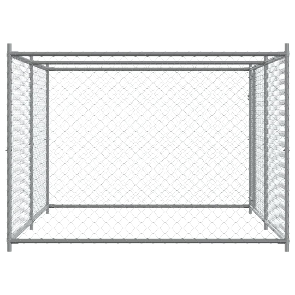 Hundezwinger mit Tür Grau 2x2x1,5 m Verzinkter Stahl