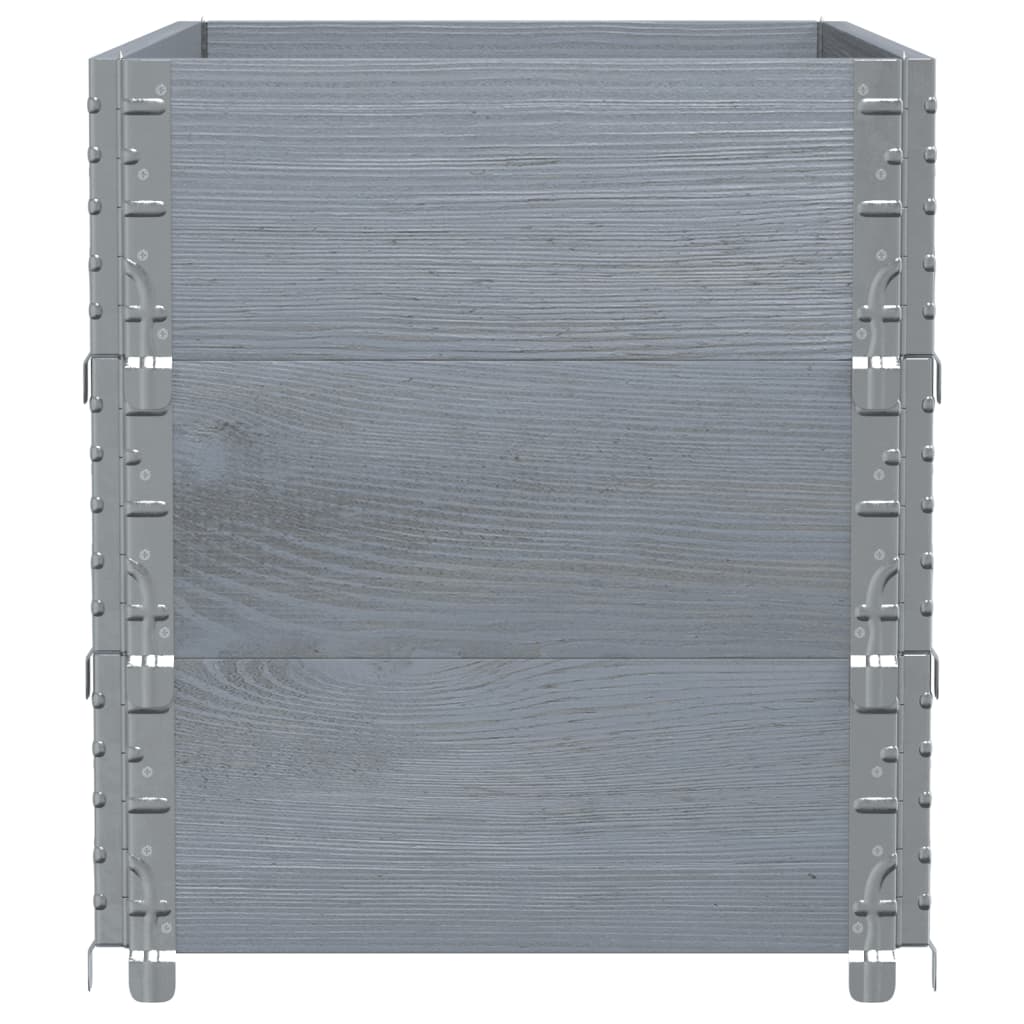 Paletten-Aufsatzrahmen Schwarz 80x60 cm Massivholz Kiefer