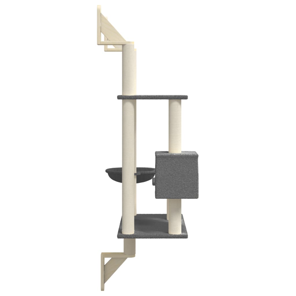 Kratzbaum mit Kratzsäule Wandmontage Creme 153 cm
