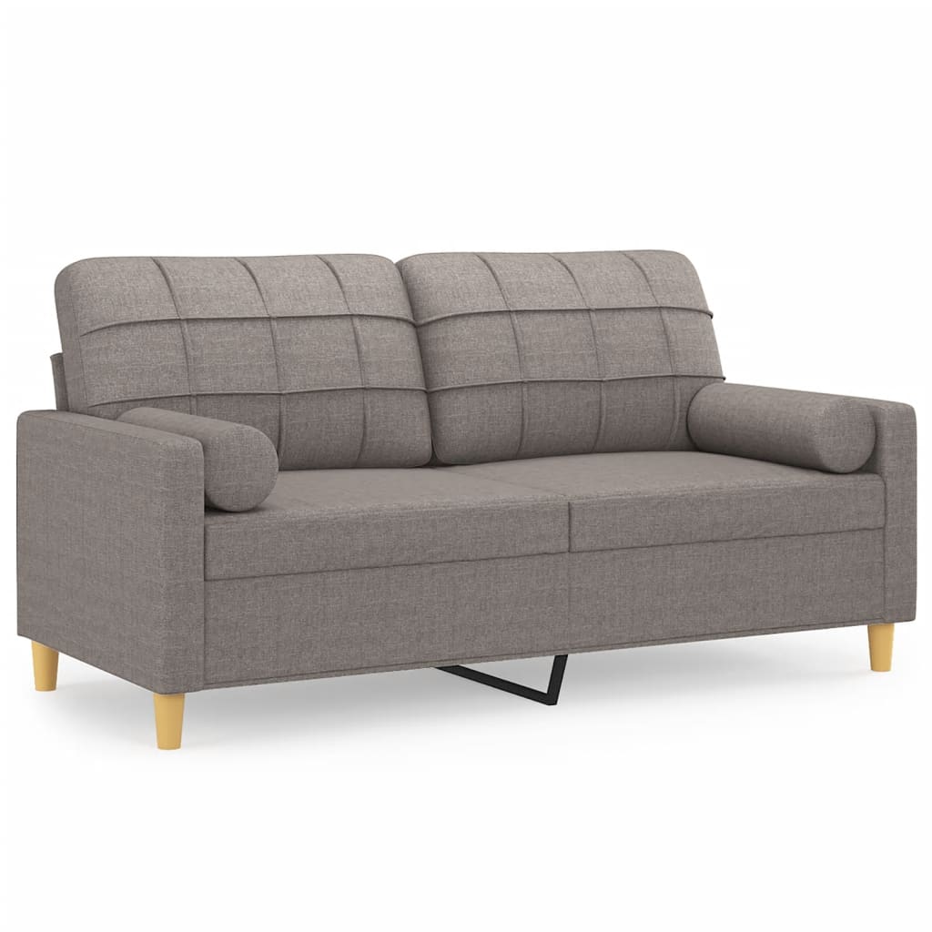2-Sitzer-Sofa mit Zierkissen Braun 120 cm Stoff