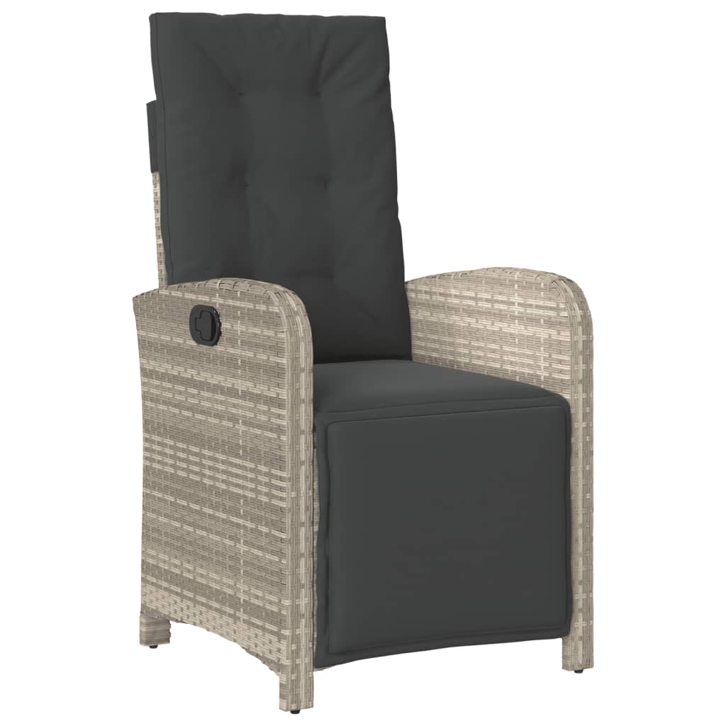 Gartensessel mit Fußteil Verstellbar Schwarz Poly Rattan