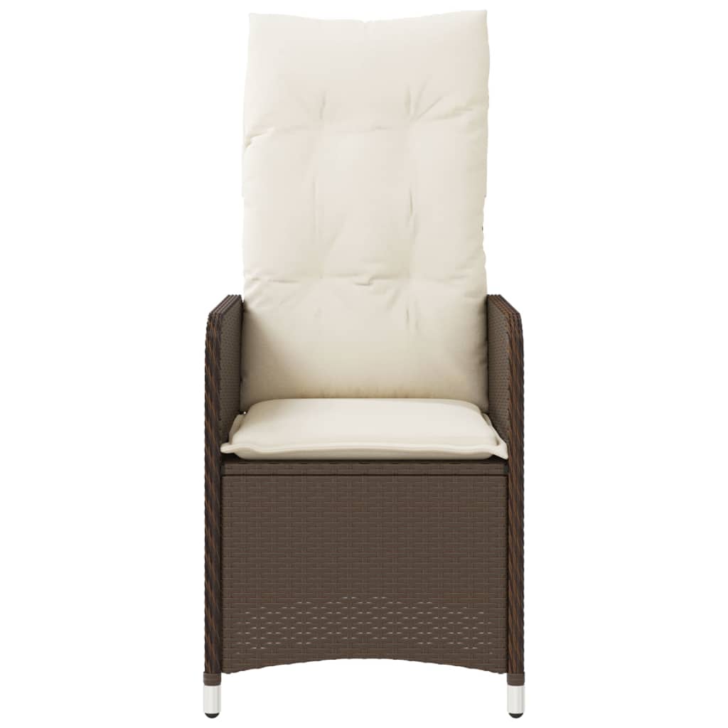 Gartensessel Verstellbar mit Kissen Schwarz Poly Rattan