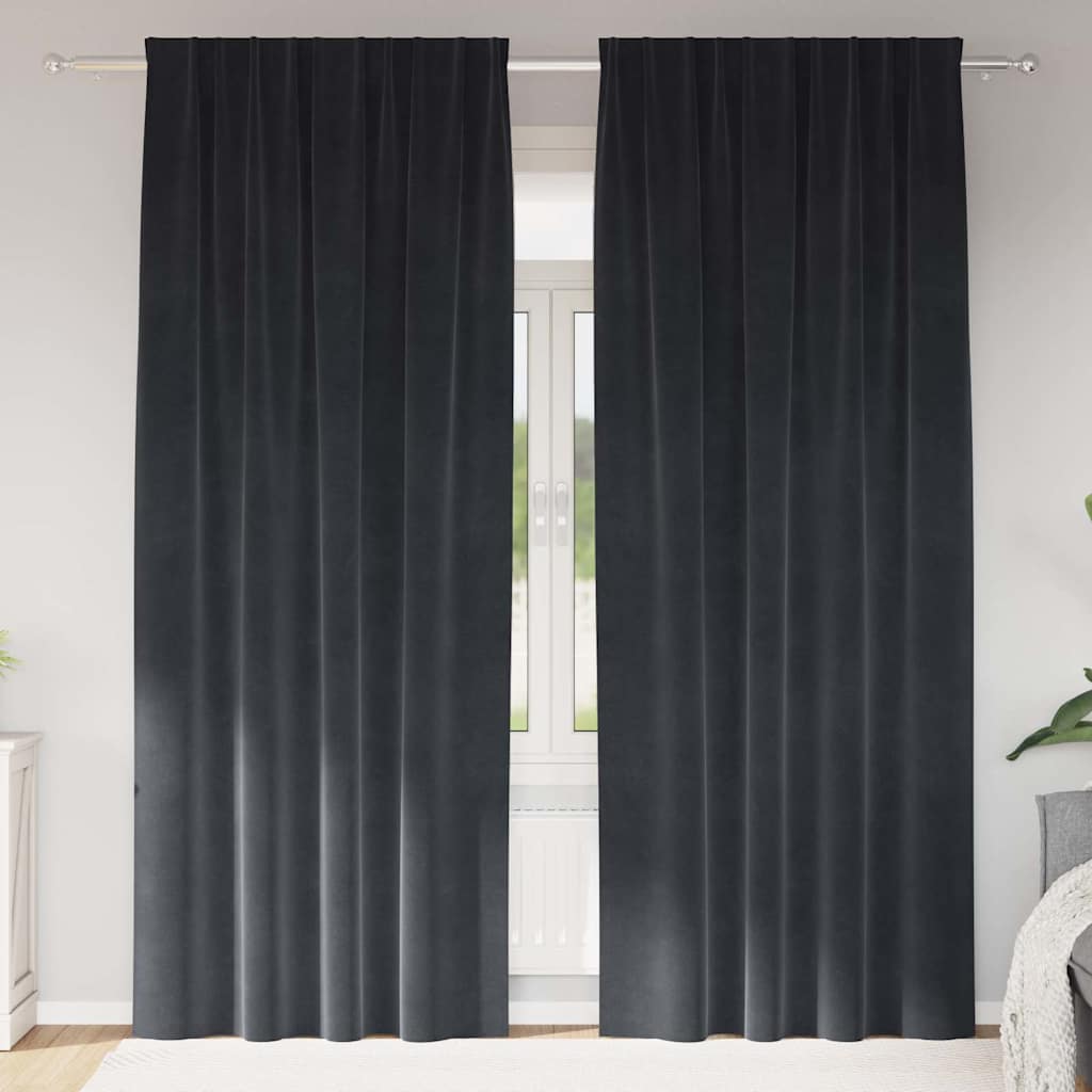Verdunkelungsvorhänge 2 pcs Schwarz 140 x 140 cm Samt