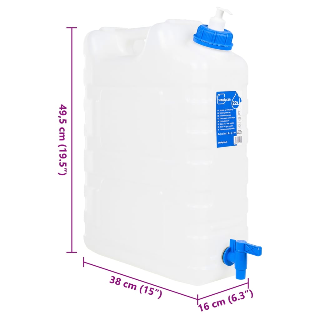 Wasserbehälter mit Hahn Transparent 10 L Kunststoff