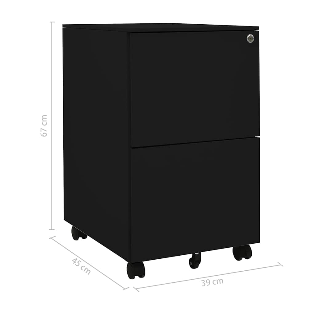 Aktenschrank mit Rollen Weiß 39x45x67 cm Stahl