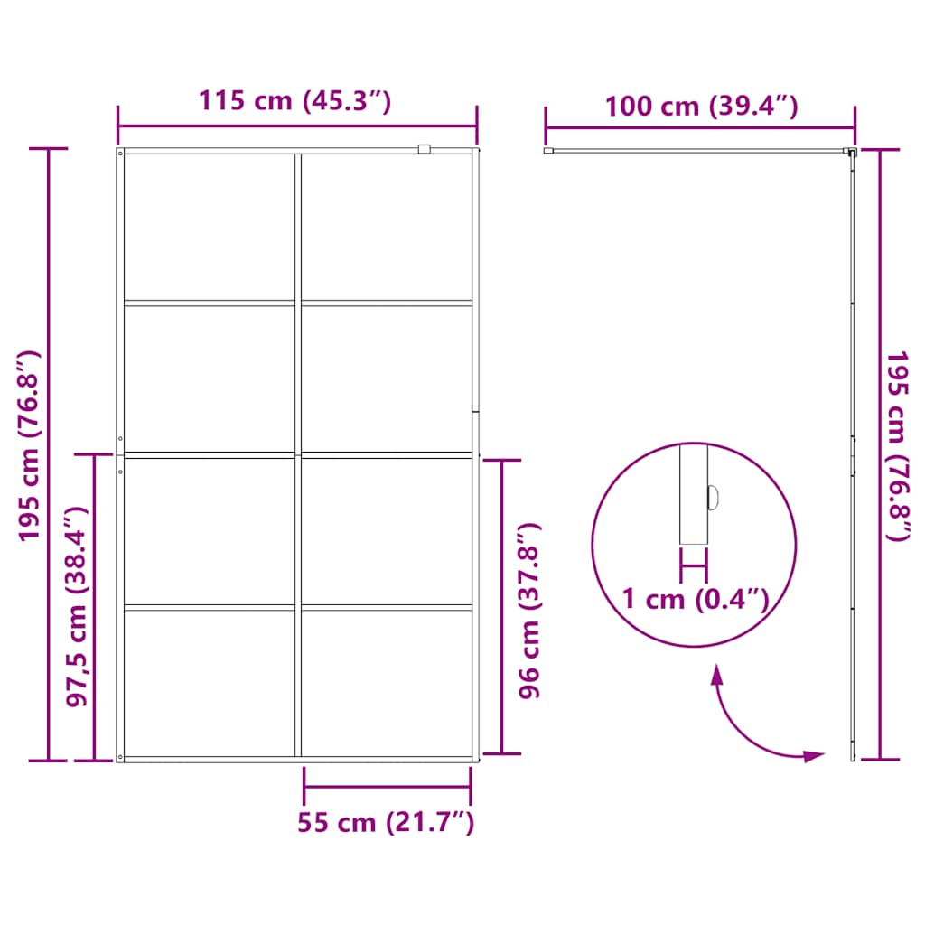 Duschwand für Begehbare Dusche mit Klarem ESG Glas 80x195 cm
