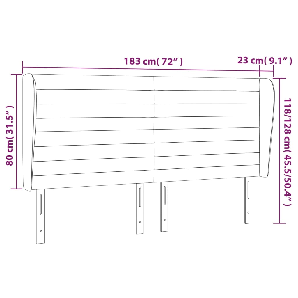 Kopfteil mit Ohren Dunkelblau 203x23x118/128 cm Samt