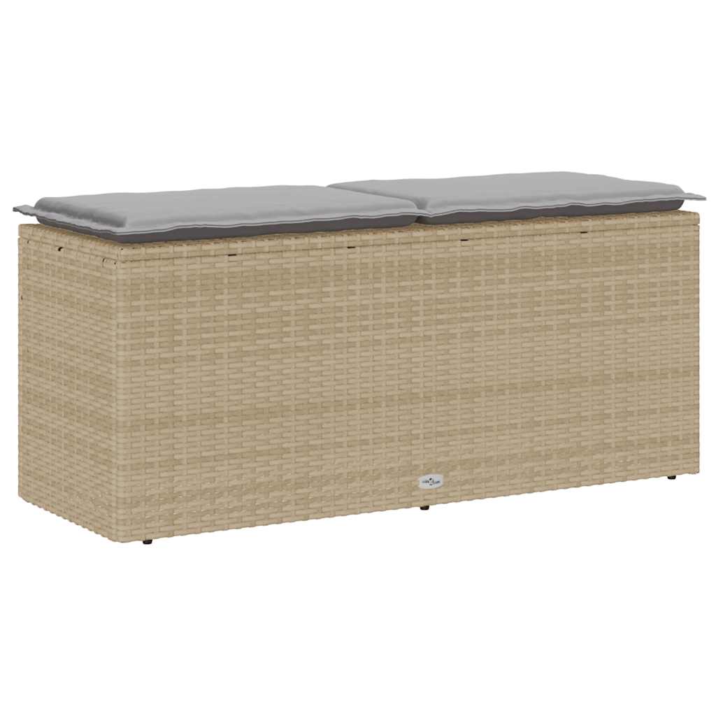 Gartenbank mit Kissen Schwarz 110x40x44 cm Poly Rattan