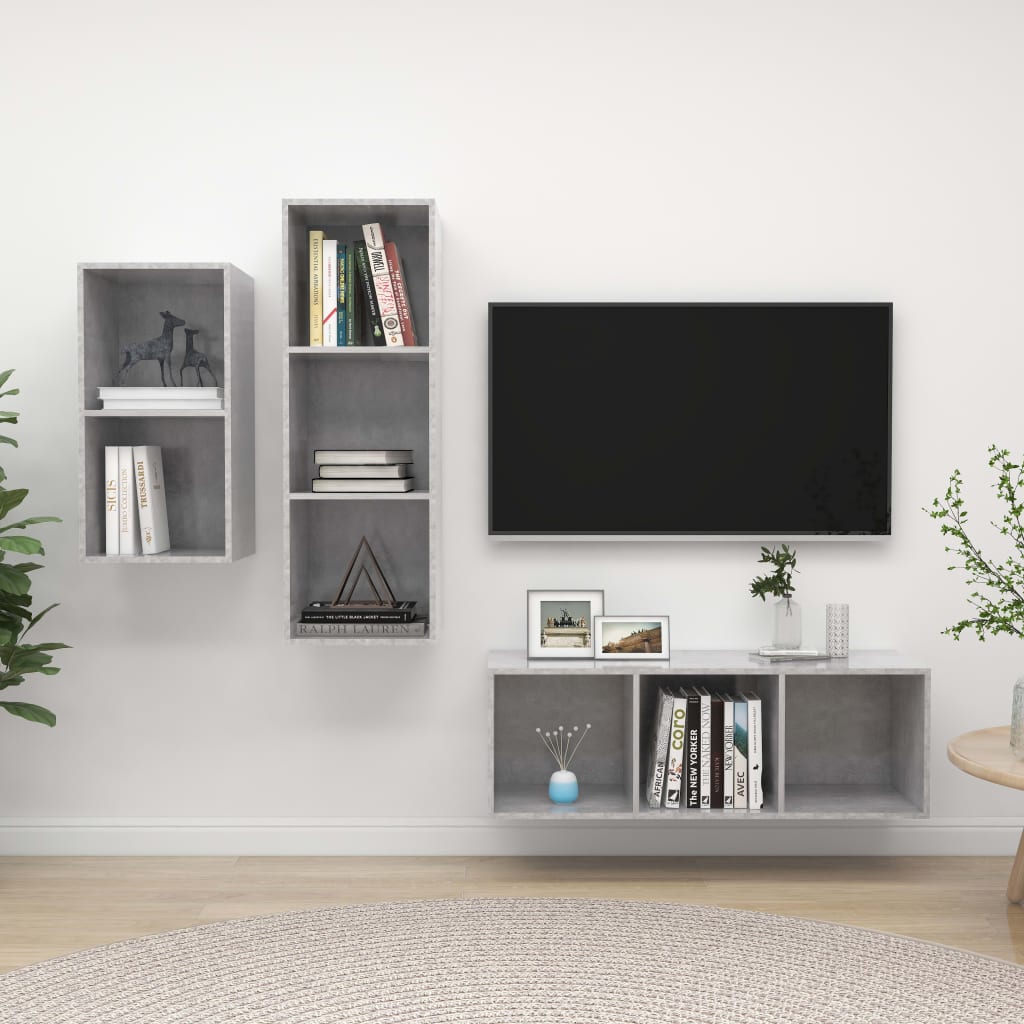 3-tlg. TV-Schrank-Set Weiß Holzwerkstoff