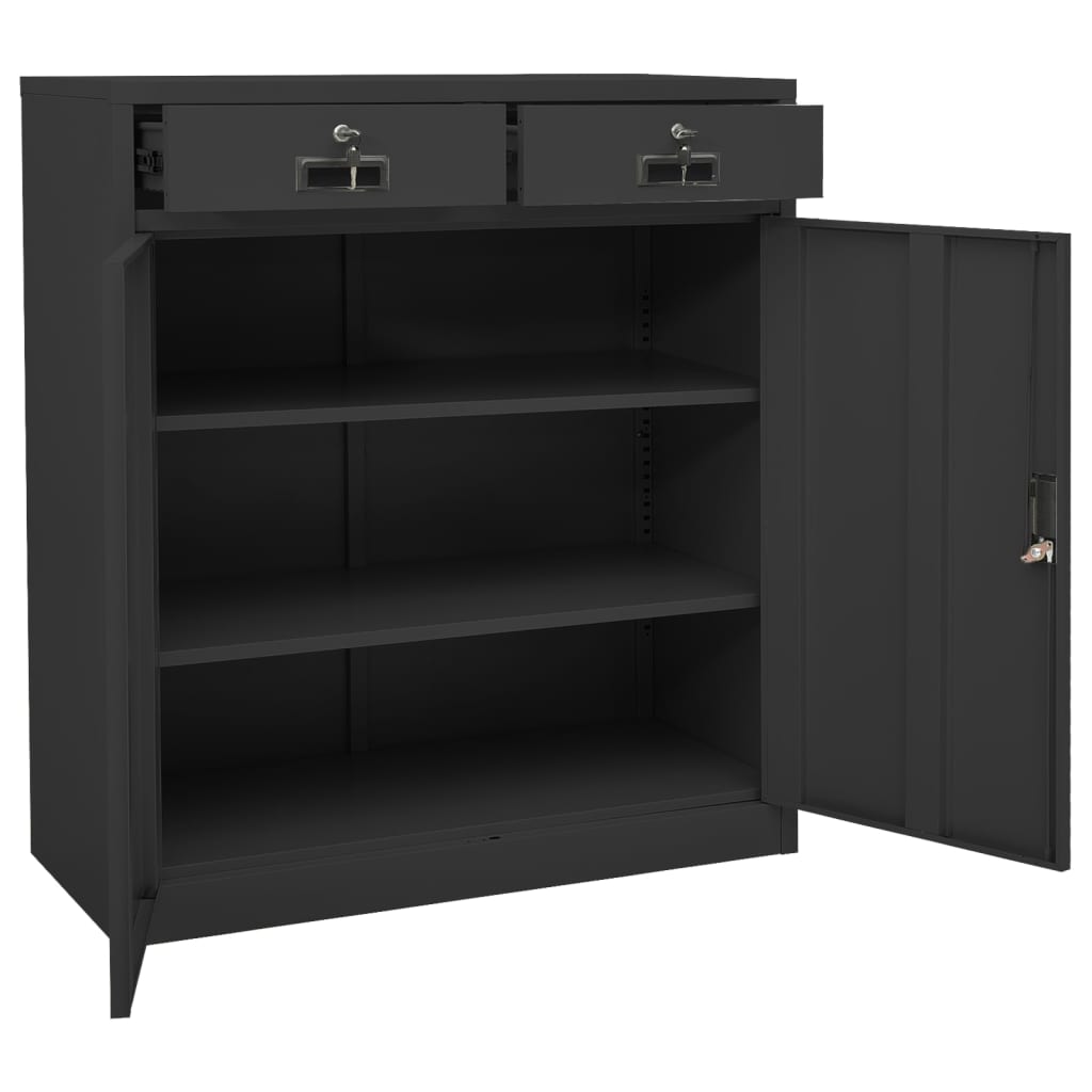 Büroschrank mit Pflanzkasten Anthrazit 90x40x125 cm Stahl