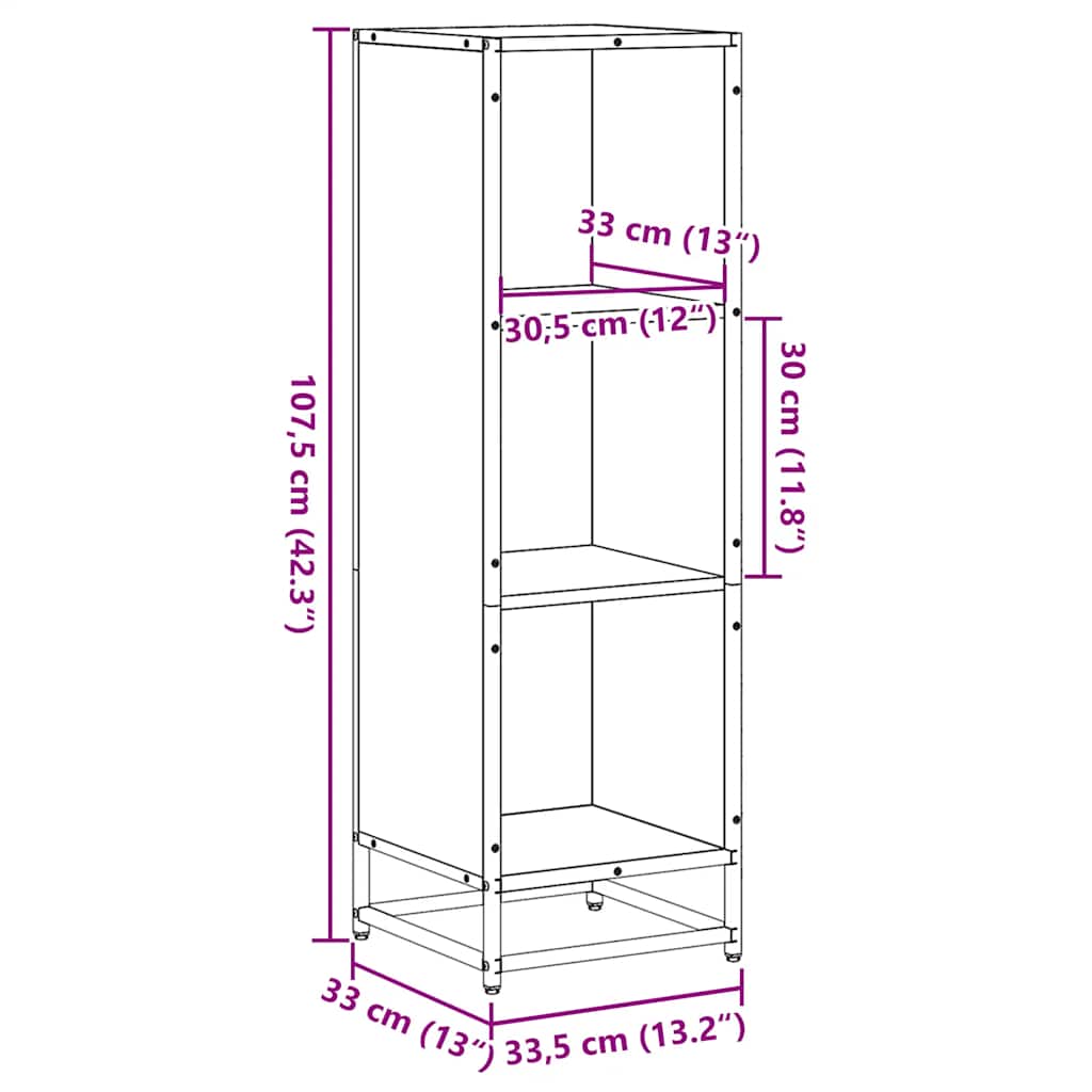 Bücherregal Schwarz 97,5x33x107,5 cm Holzwerkstoff und Metall