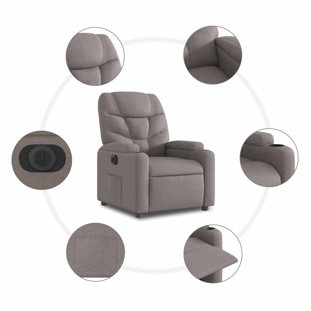 Relaxsessel Elektrisch Dunkelgrau Stoff