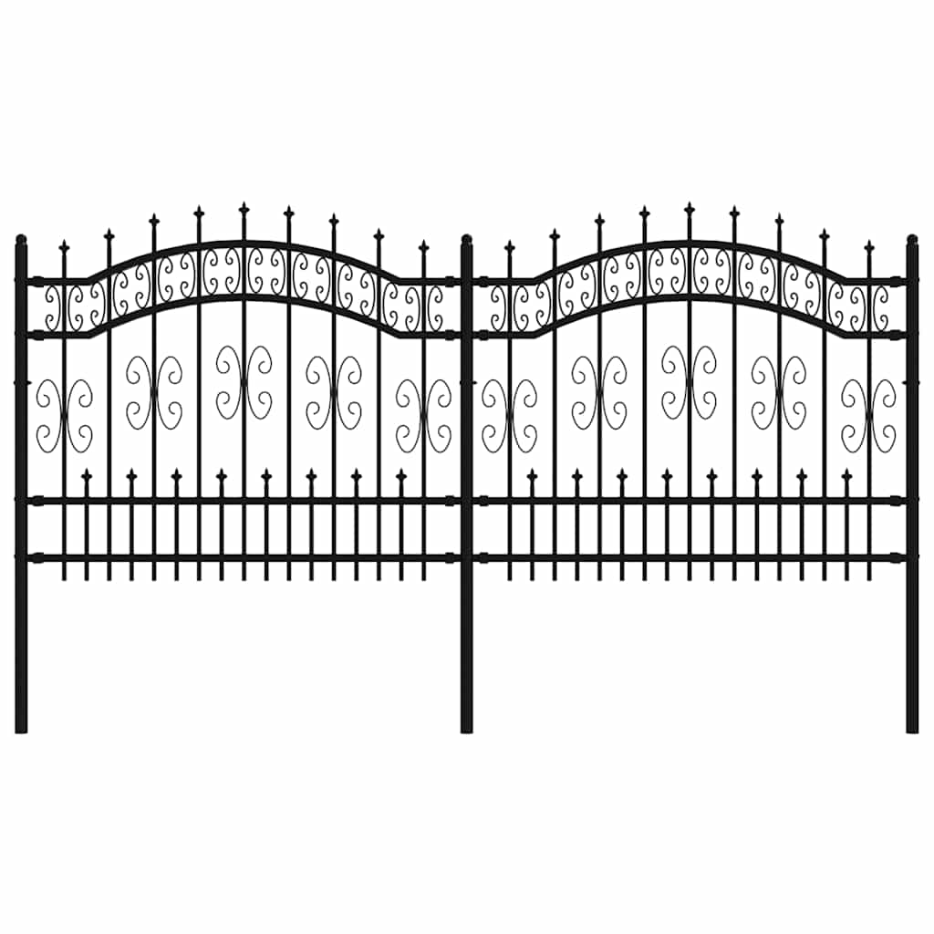 Gartenzaun KAMPEN mit Speerspitze Schwarz 240 x 75 cm Stahl