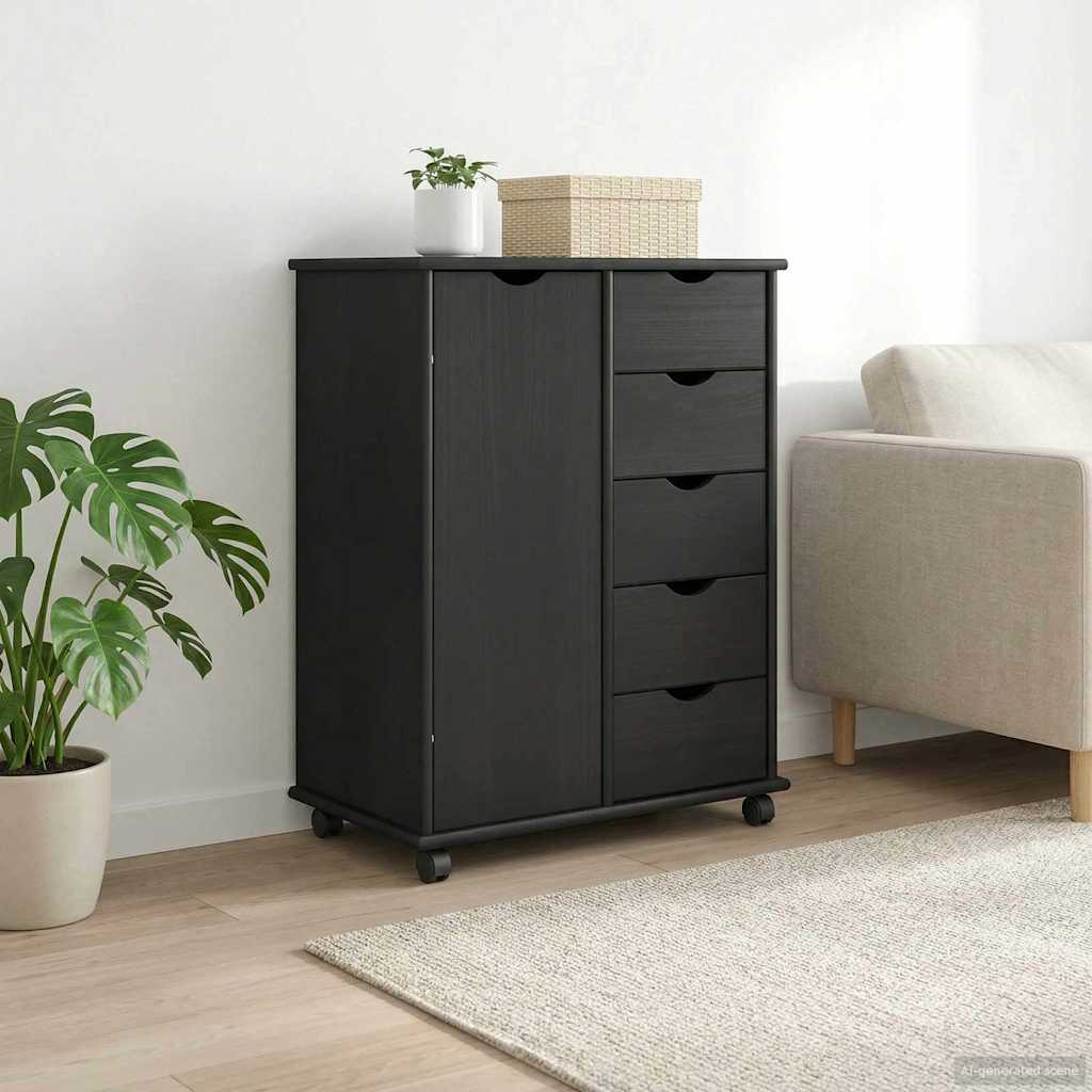 Rollschrank Honigbraun 63,5 x 39 x 79 cm Massivholz Kiefer