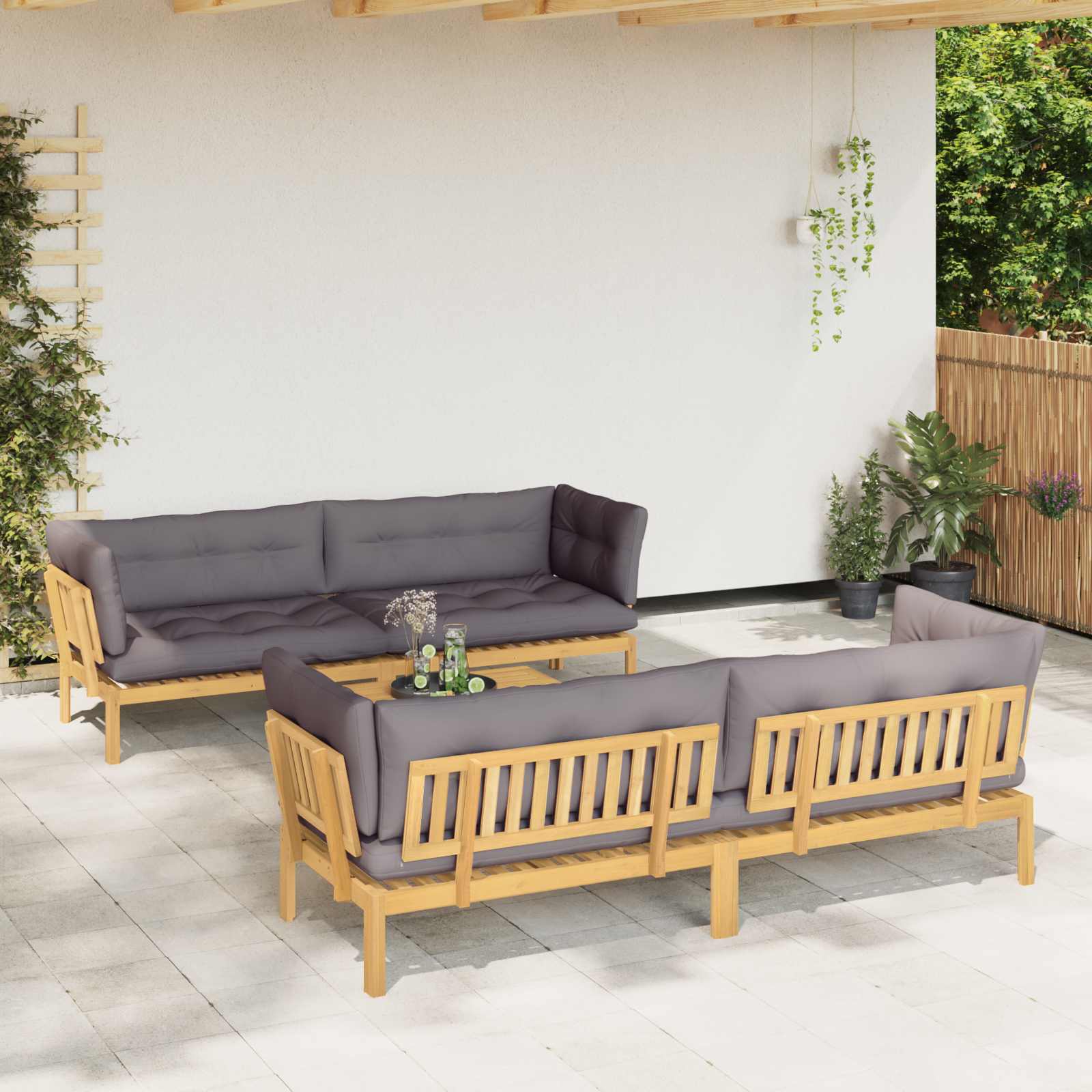 3-tlg. Garten-Sofagarnitur aus Paletten Massivholz Akazie