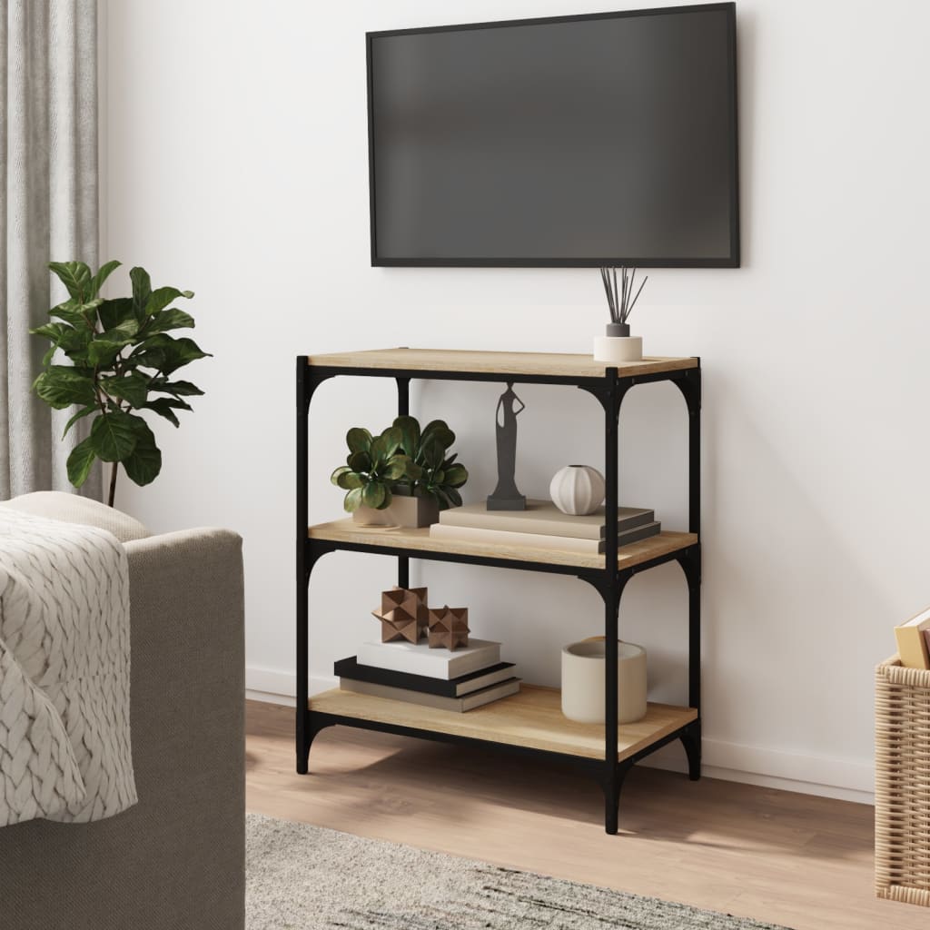 Bücherregal Schwarz 40x33x70,5 cm Holzwerkstoff und Stahl