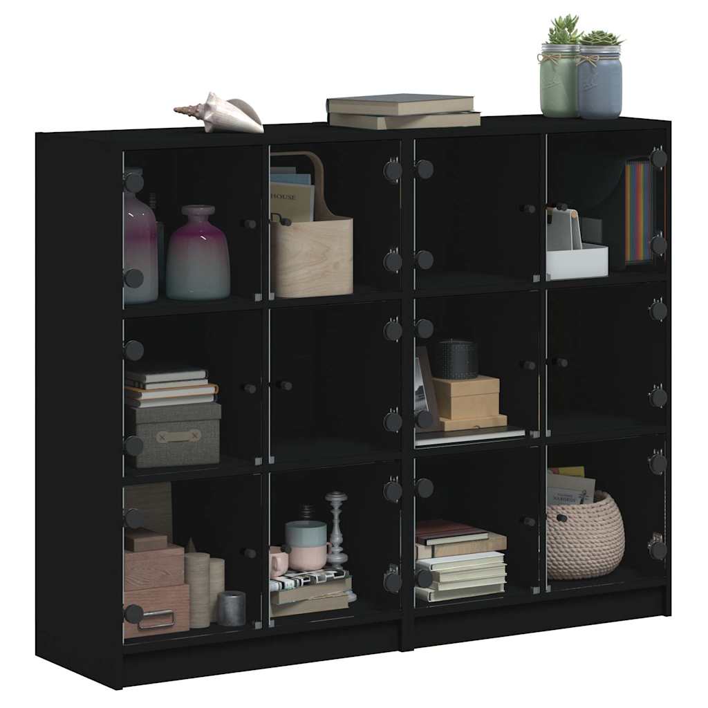 Bücherregal mit Türen Weiß 136x37x109 cm Holzwerkstoff