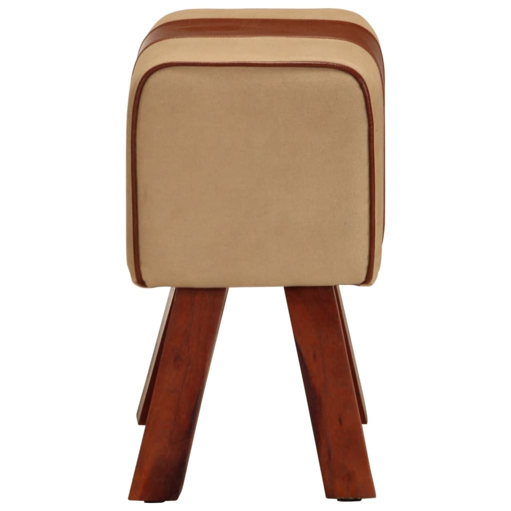 Bank Turnbock-Design 160cm Braun Echtleder Massivholz Akazie