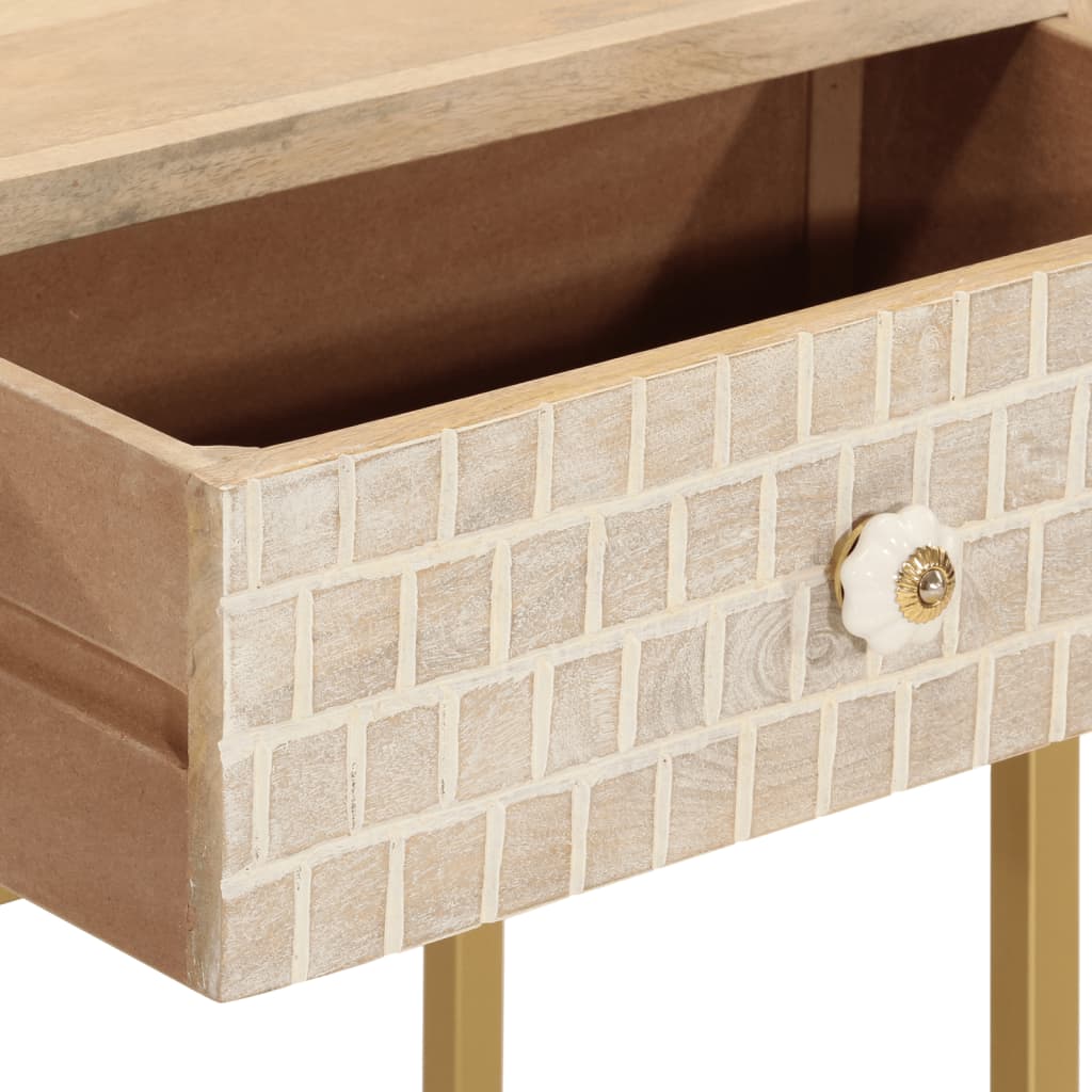 Nachttisch 40x30x50 cm Massivholz Mango und Eisen