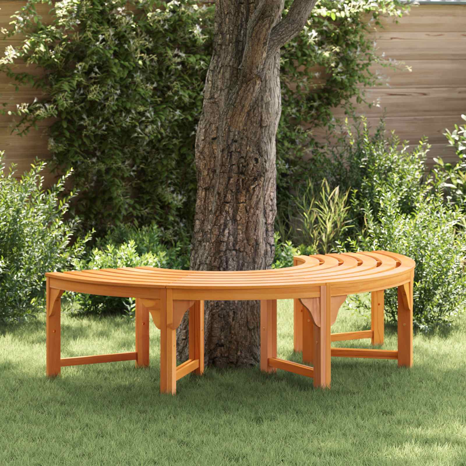 Baumbank Rund Ø208 cm Massivholz Eukalyptus