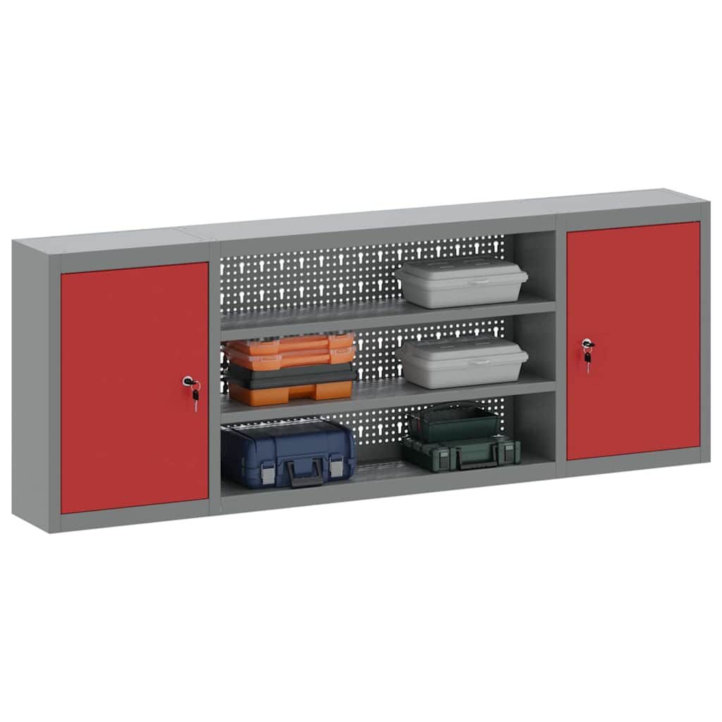 Werkzeugschrank mit Regal Schwarz und Grau 55 x 55 x 55 cm