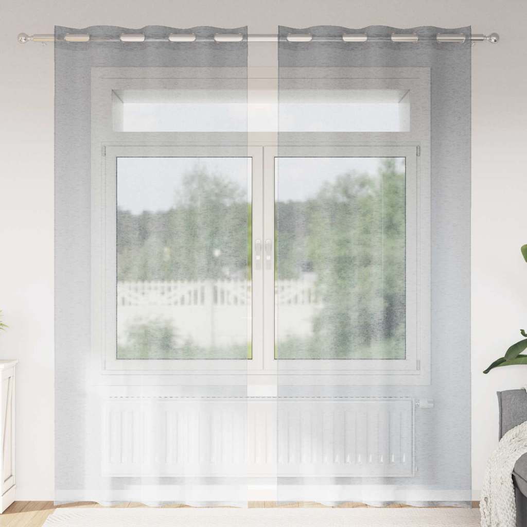 Voile-Vorhang mit Vorhängen 2 pcs Weiß 140 x 140 cm Polyester
