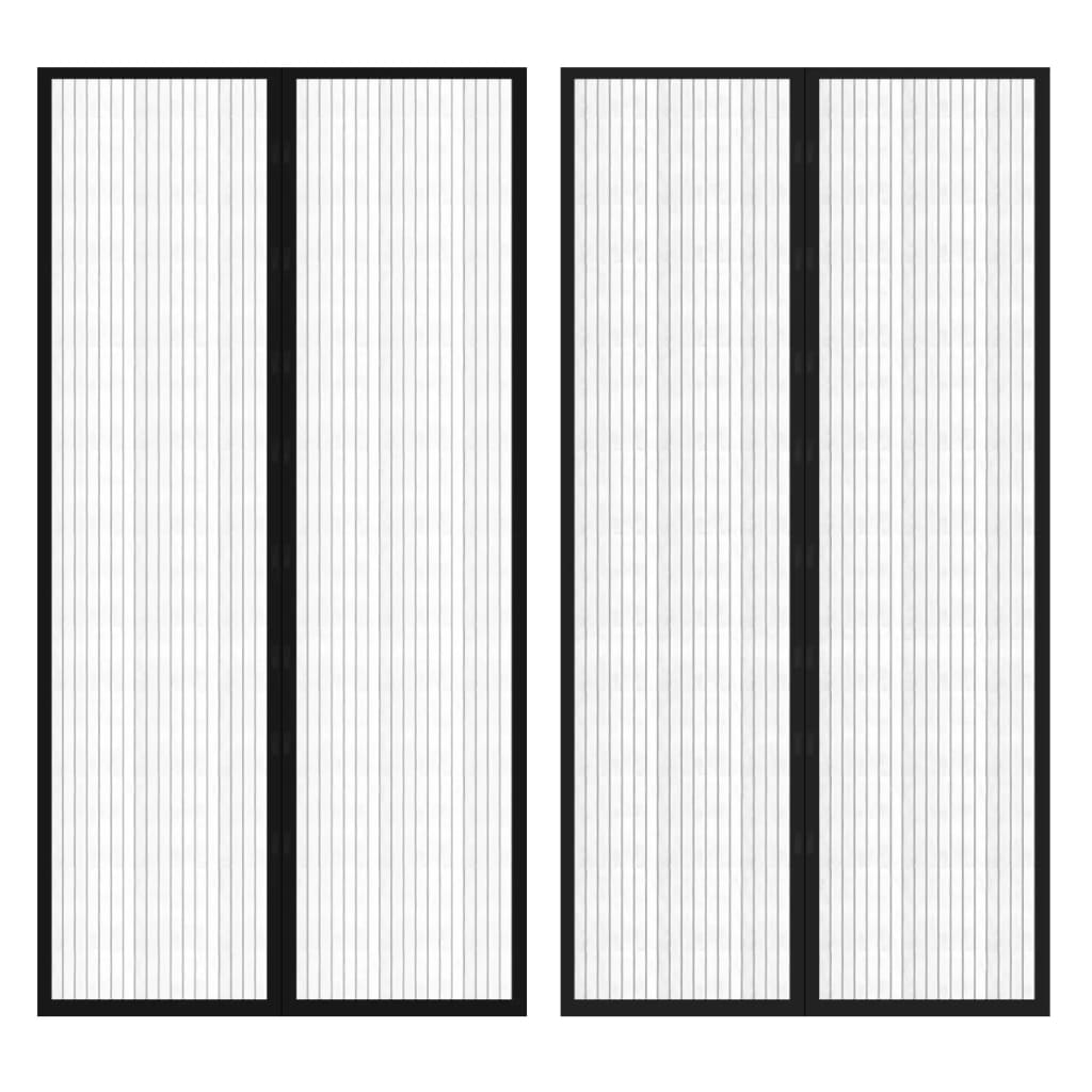Fliegengitter-Türvorhänge 2 Stk. Magnet Schwarz 200x80 cm