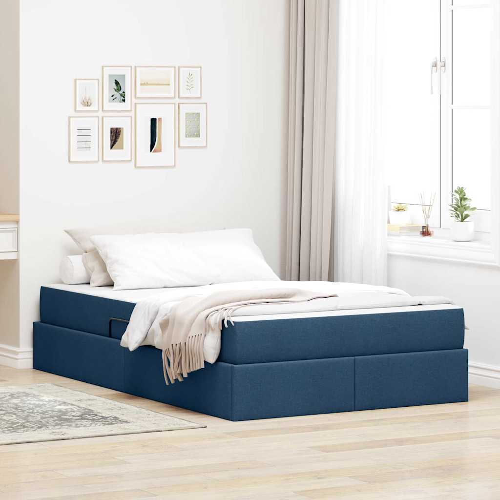 Aufbewahrungsbett mit Matratze Hellgrau 90 x 190 cm Polyester