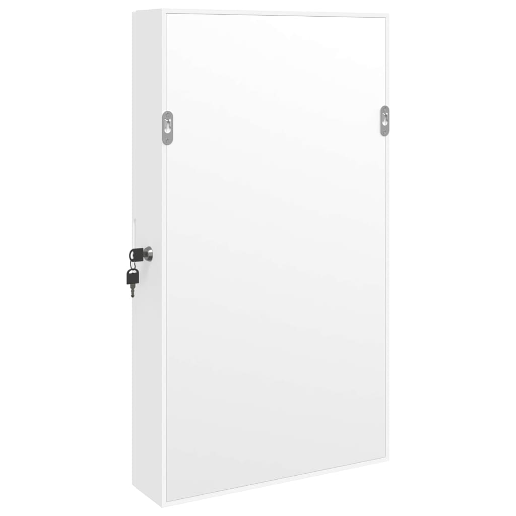 Schmuckschrank mit Spiegel Wandmontage Weiß 37,5x10x106 cm