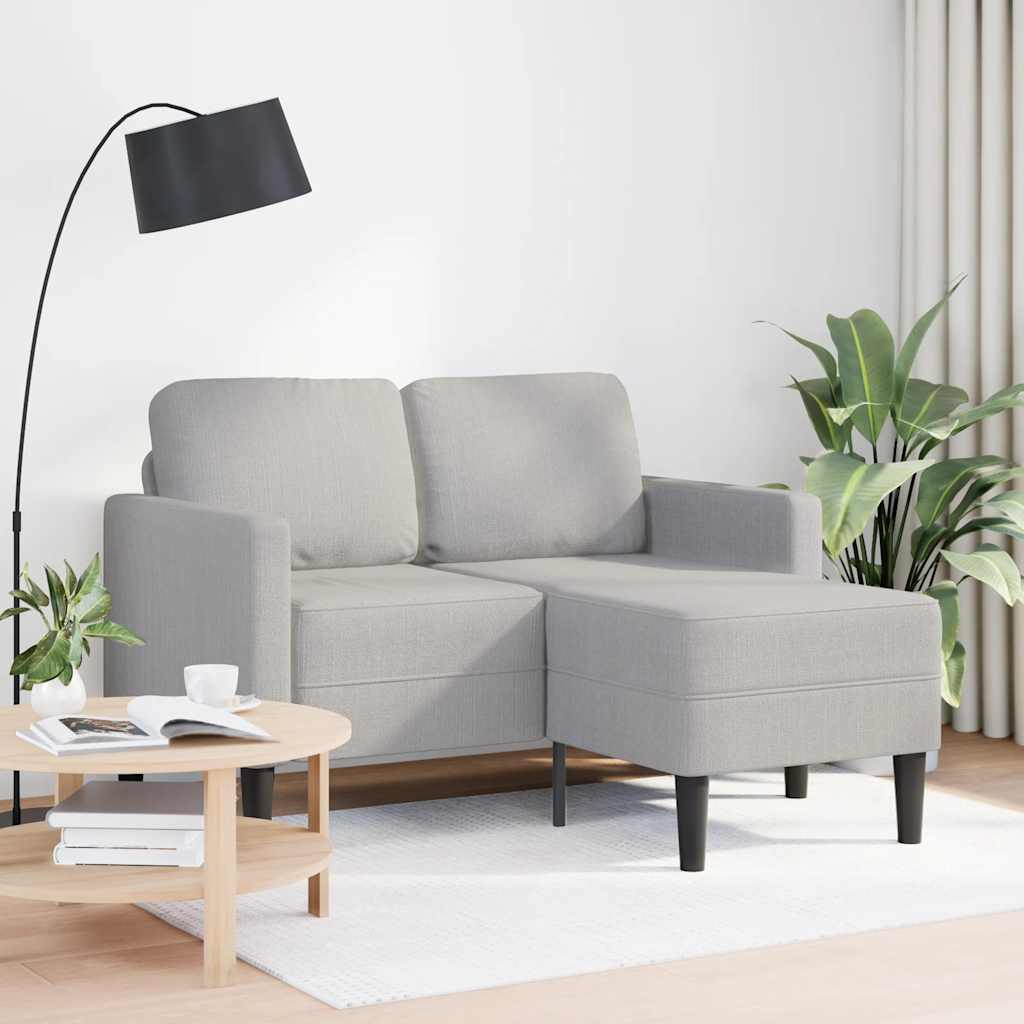 2-Sitzer-Sofa mit Chaiselongue L-Form Hellgrau 125 cm Stoff