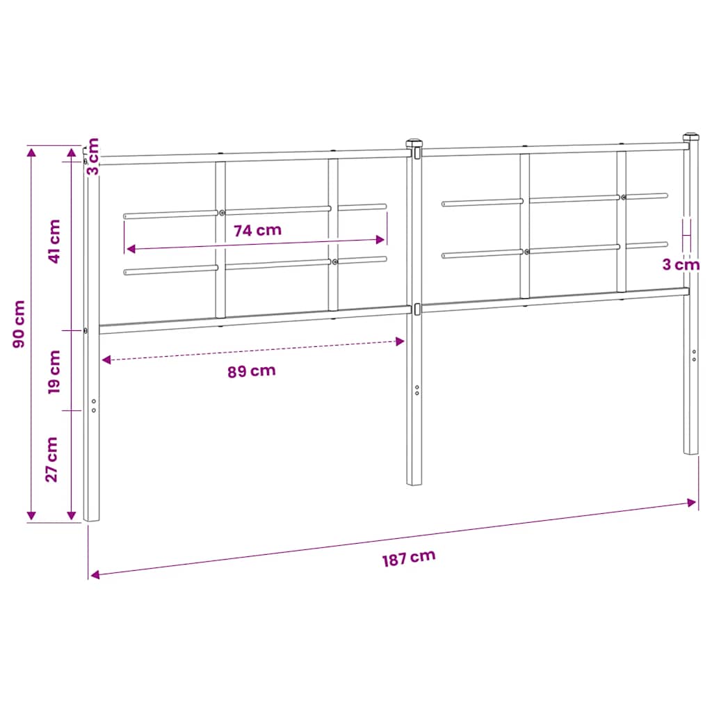 Ersatz-Kopfteil Metall Weiß 100 cm
