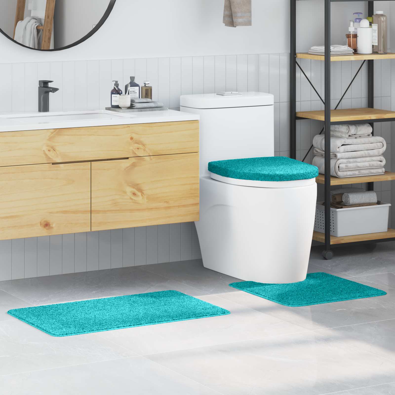 Anti-Rutsch Badematten-Set 3 pcs Grau PP